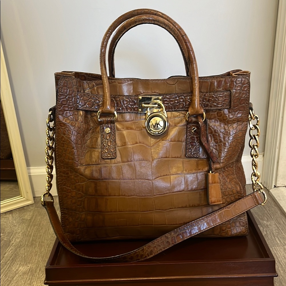 Michael Kors Brown Crocodile-Embossed Tote